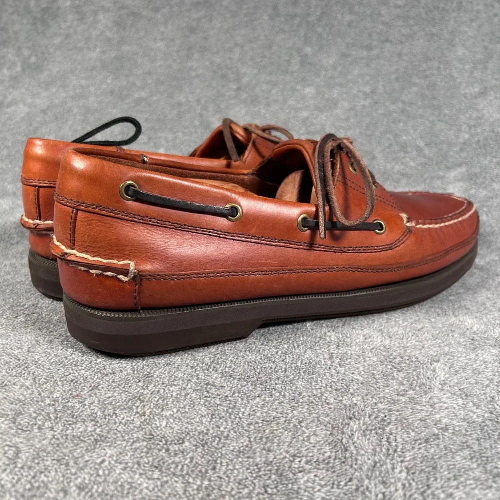 VTG Lands' End Boat Shoes 90s Leather Brown MocToe Loafers Men 10.5M Brazil